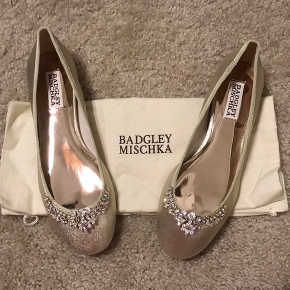 badgley mischka embellished flats